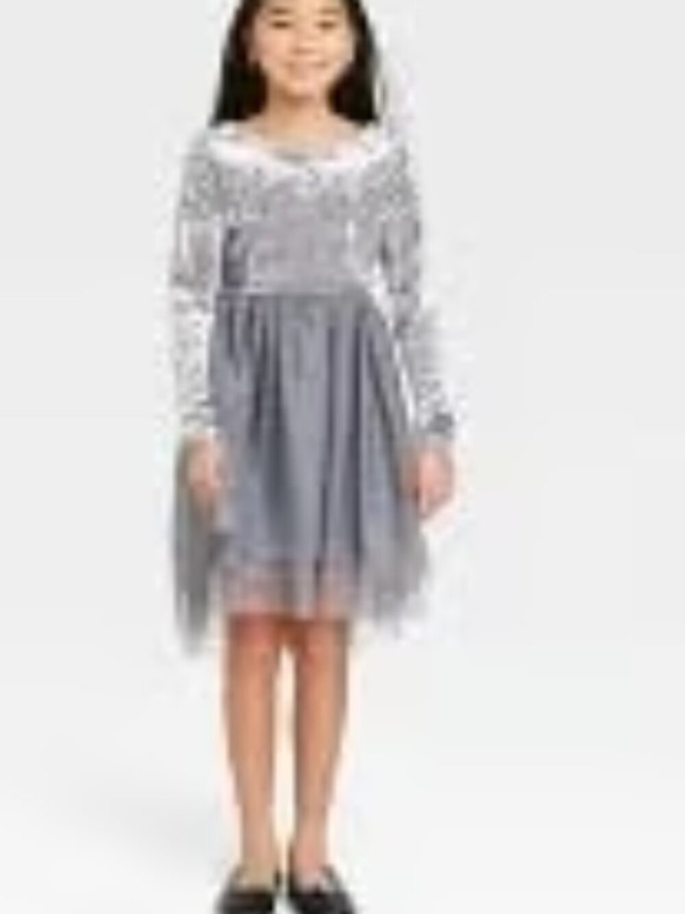 Cat & Jack Girls Gray Velvet & Tulle Tutu Dress - Size L